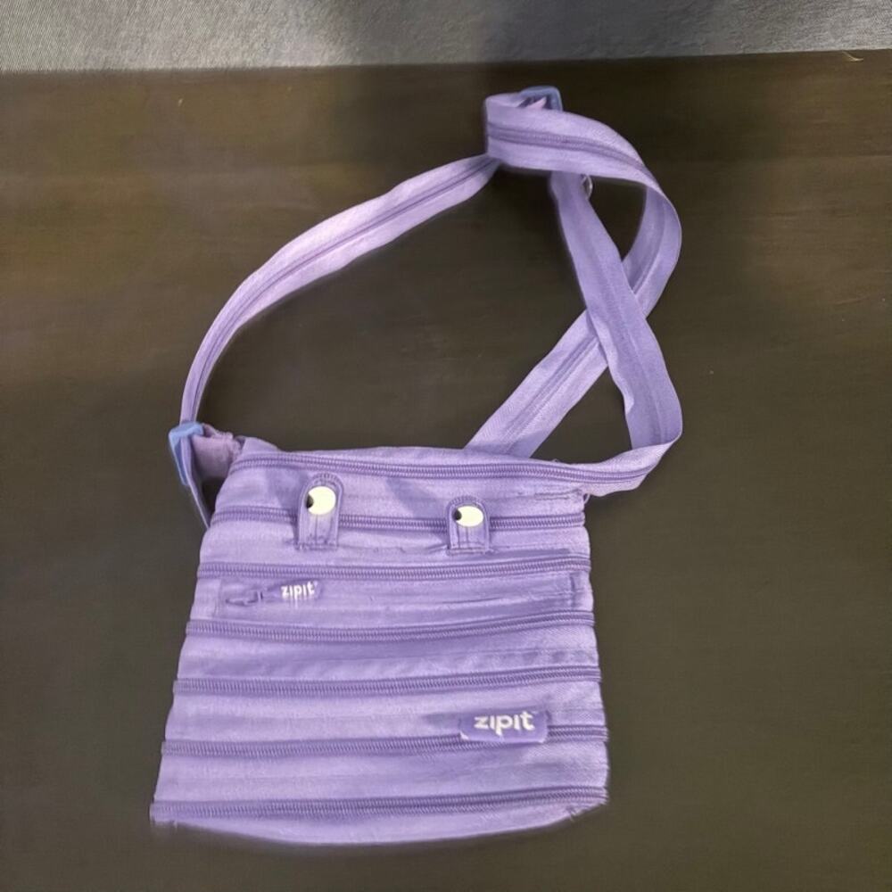 Zipit Zipper Monster Crossbody Bag Girls Small Purple Zip Top Adjustable